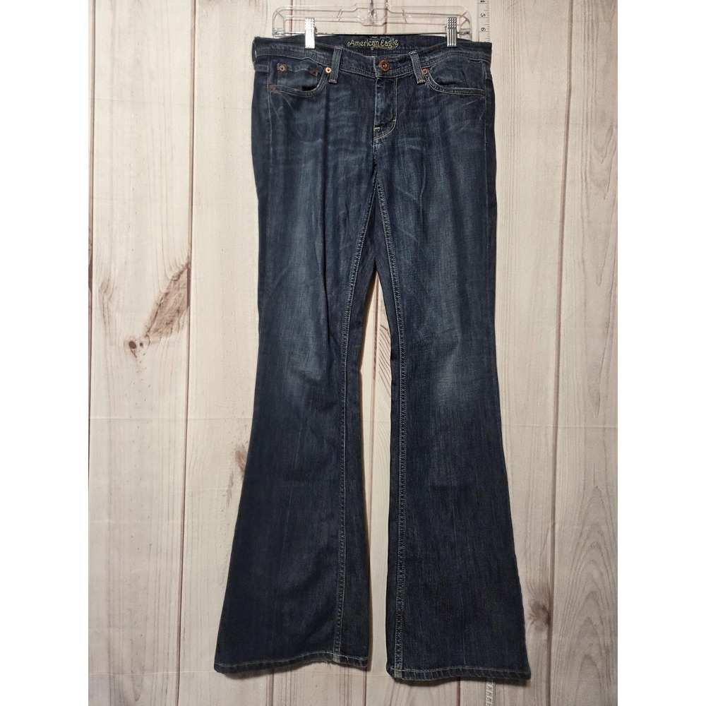 American Eagle AE Flirt Jeans Womens 6 Regular Bootcut Blue Denim Low Rise